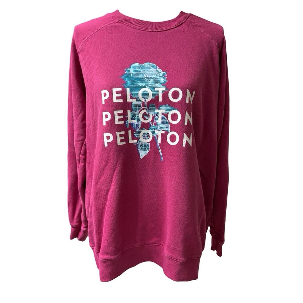 Peloton Women's Size Medium Magenta Rose Spellout Print Long Sleeve T-Shirt Top